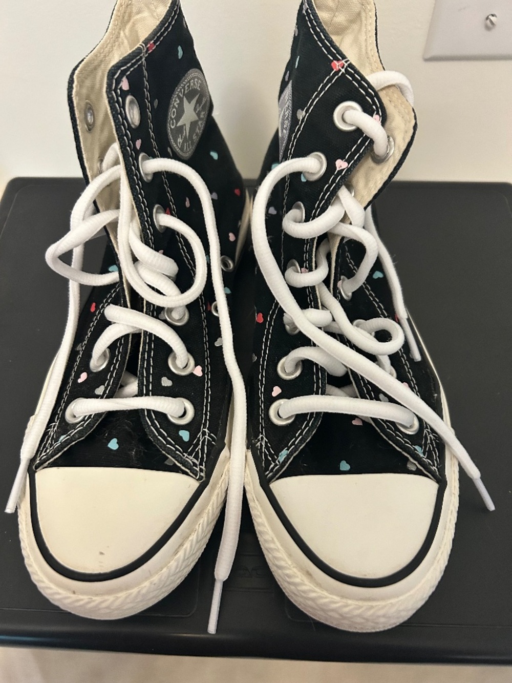 Chuck Taylor Multi Heart Black High Top Sneakers Women Size 5